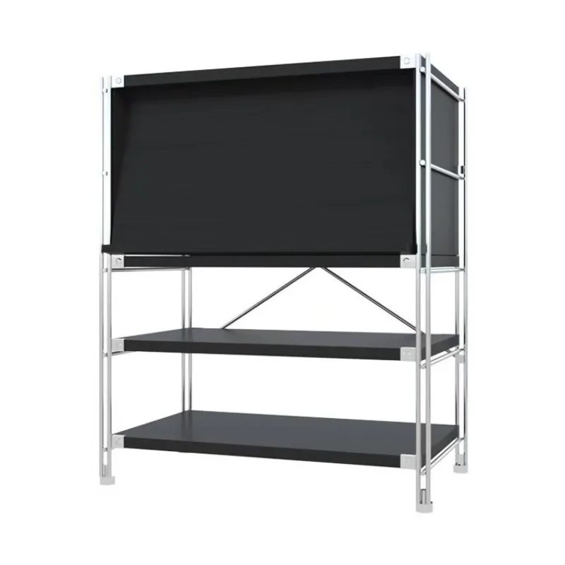 Japanese-style black simple flap magazine floor-to-ceiling storage bookshelf, Nordic display shelf