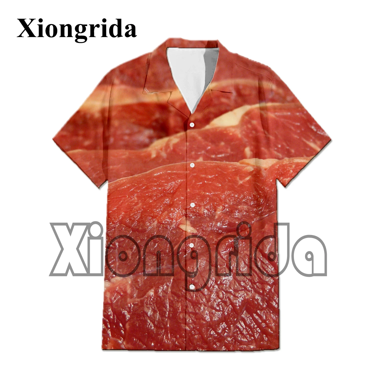 Funny Meat Print Shirt Mens Raw Pork 3D Printed Short Sleeve T Shirt Novelty Graphics Casual Beach Top Streetwear Clothes