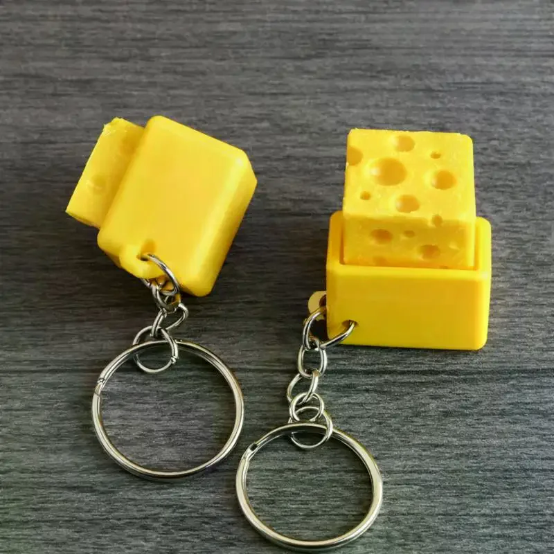 Funny Cheese Key Chain Keyboard Stress Relief Fidget Button Cheese Keycap Fidget Clicker Keychain Keyboard Keychain Finger Toys