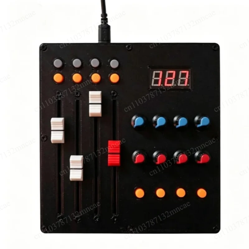 CC Value Display USB-B Port for DJ Music Production MIDI Controller 4 Faders 12 Pads 8 Knobs