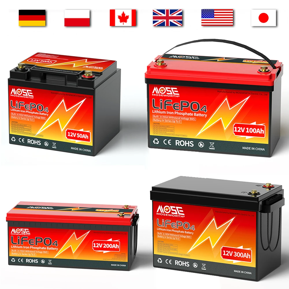 12.8V LiFePO4 Battery 12V 100Ah 200Ah 300Ah 50Ah Rechargeable Batteries Built in BMS Lithium Iron Bateria Lifepo4 Power Banks