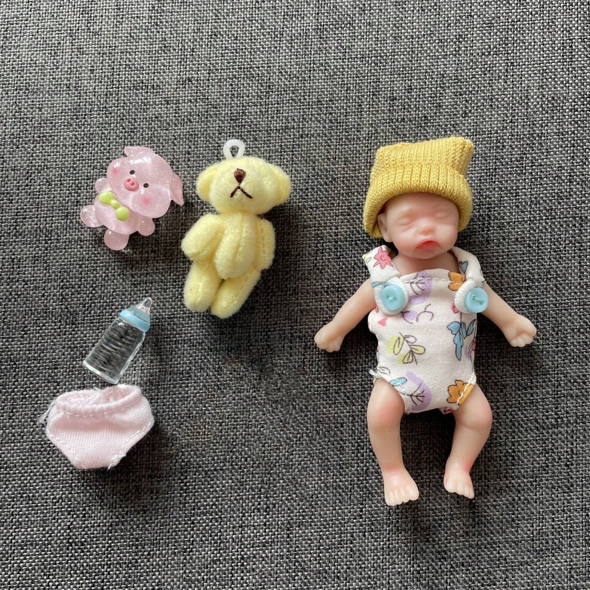 3인치 페인트 미니 실리콘 팜 걸 인형 - 귀여운 수제 풀 바디 솔리드 리본 베이비 토이 수집가 및 어린이용