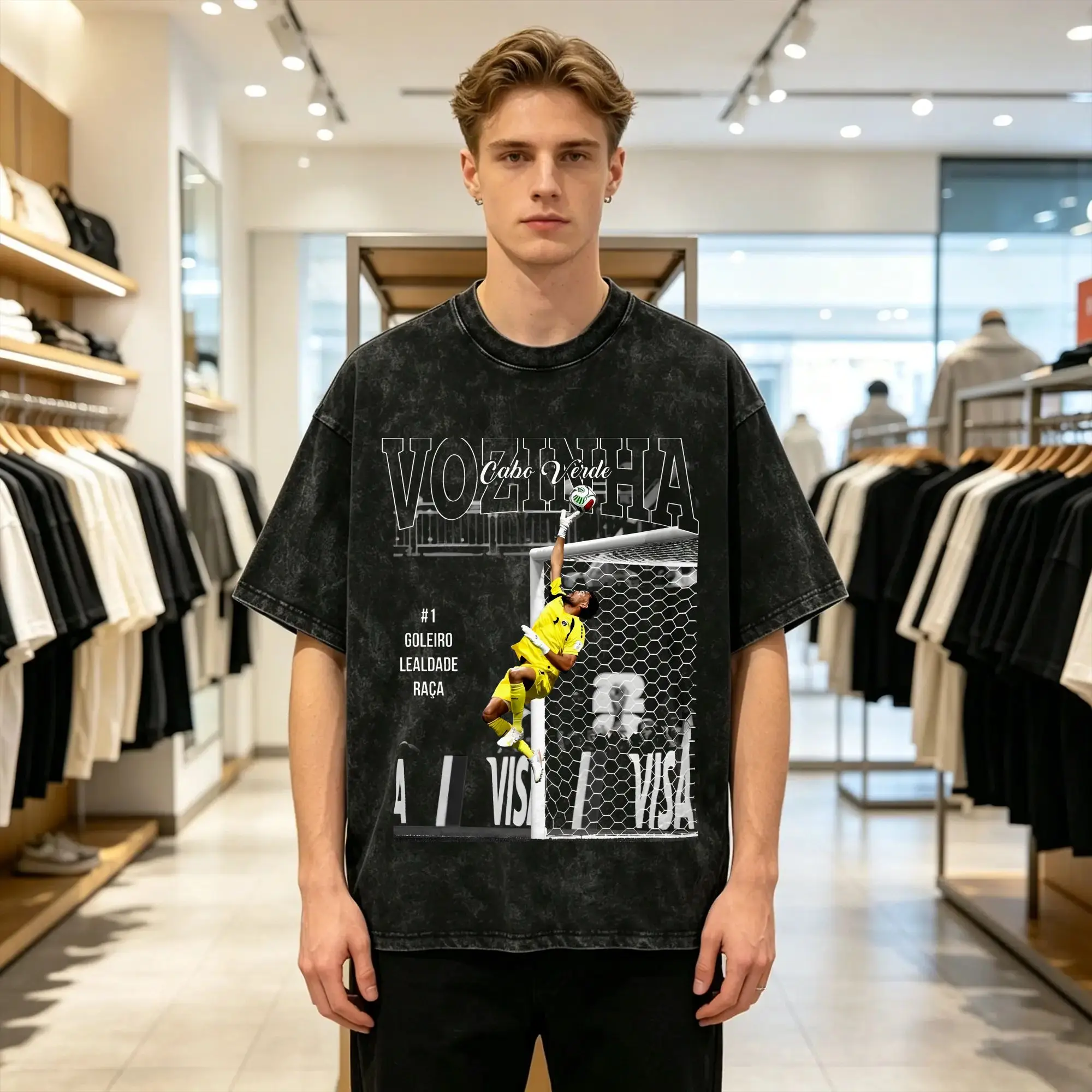 Men's Cape Verde Goalkeeper T-Shirts Vozinha  Top Tees Summer Vintage Short Sleeve T-Shirt Round Neck Harajuku Loose Tshirt Hot