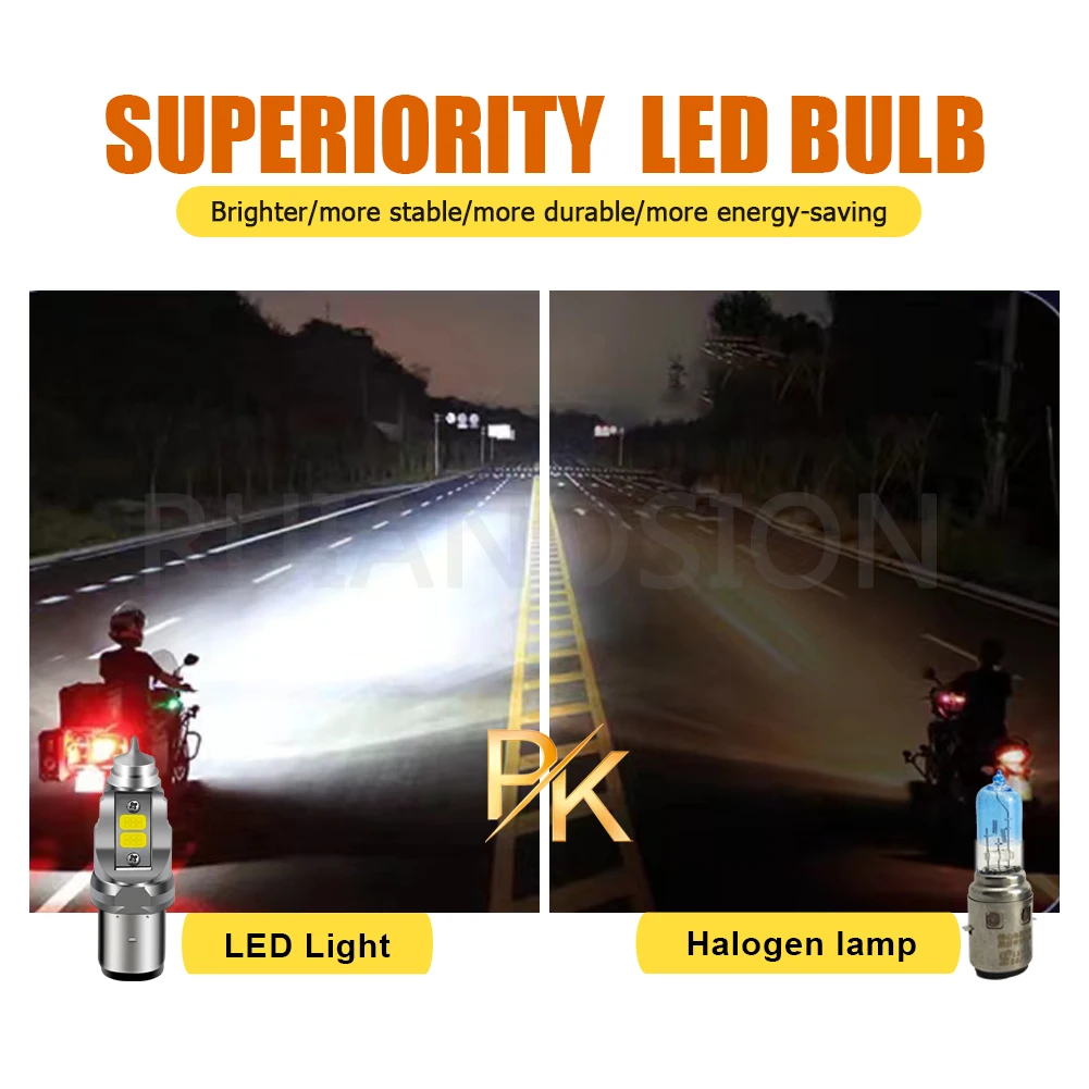 Ruiandsion 1 قطعة السوبر مشرق 12000LM BA20D LED H4 المصباح دراجة نارية بدوره أضواء لمبة ضوء مرحبا/لو شعاع تيار مستمر 8-24 فولت مصباح 6000 كيلو ATV