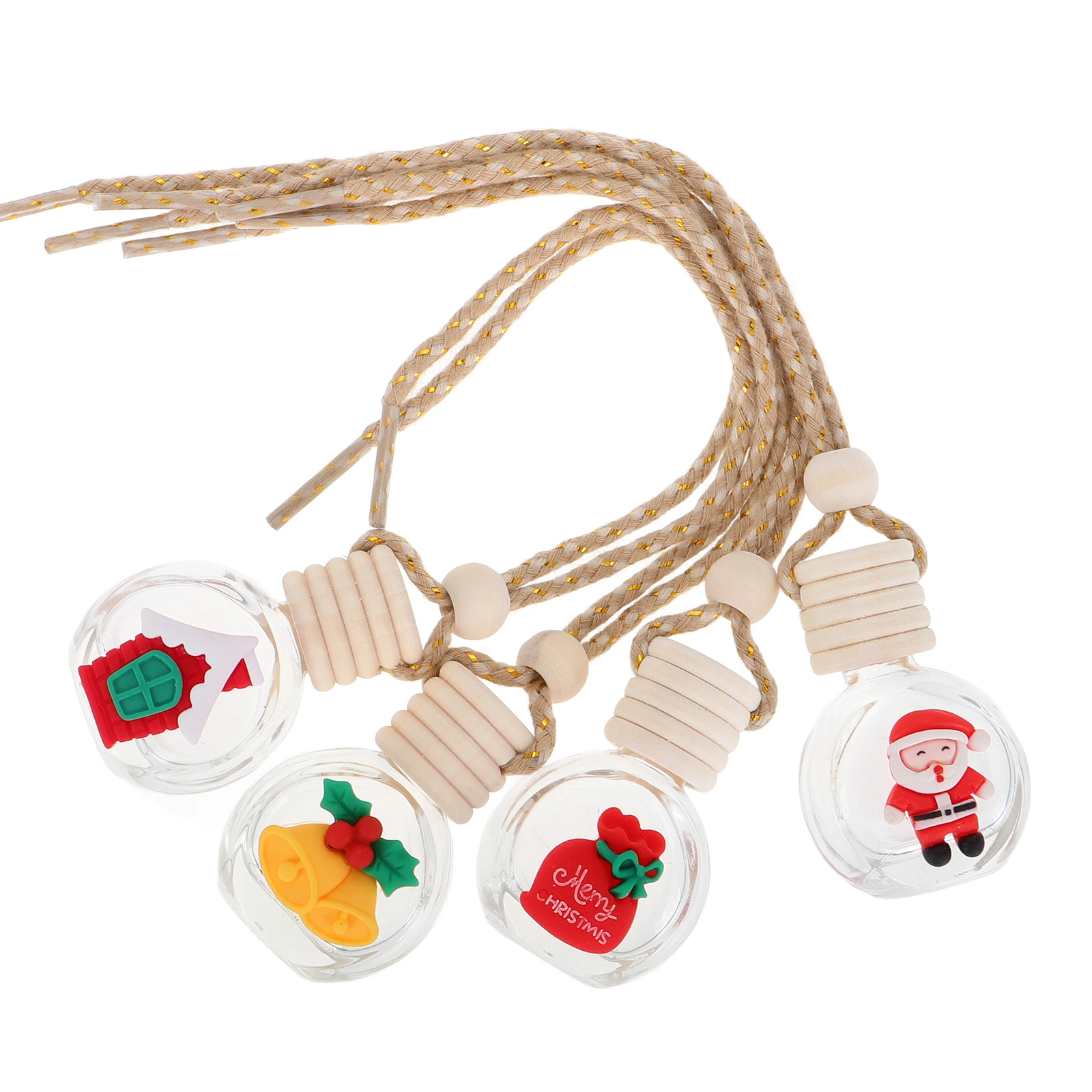 

4Pcs Car Aromatherapy Air Freshener Hanging Christmas Diffuser Bottles Refillable Scented Vials Car nament Essential Oil Bottle