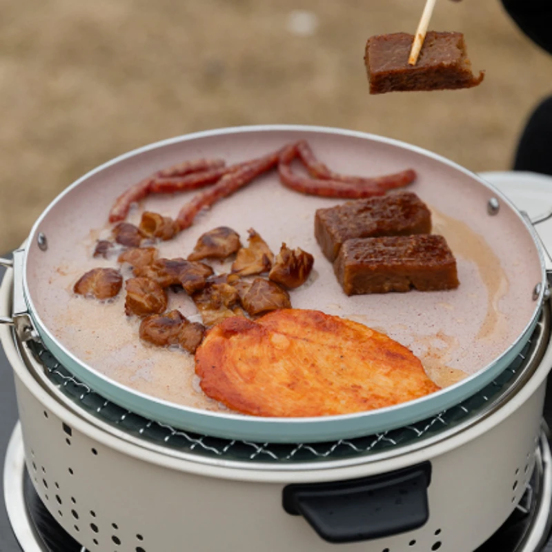 Outdoor Camping Baking Plate Camping บาร์บีคิวปิคนิคถาดอบพับสแตนเลสแผ่นอบเครื่องครัวกลางแจ้งอุปกรณ์