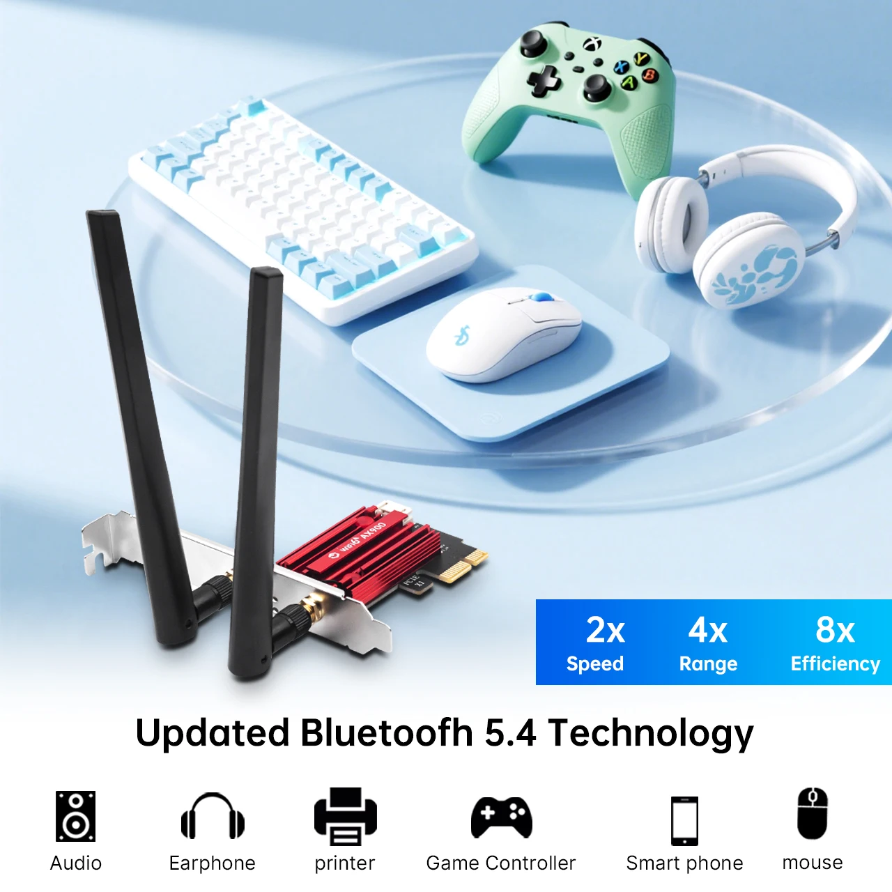 FENVI AX900 WiFi 6 PCI-E WLAN-Adapter Bluetooth 5.4 Dual-Band 2.4G/5GHz 900Mbps WiFi6 Netzwerkkarte für Desktop-PC Win 10/11 – Detail 3