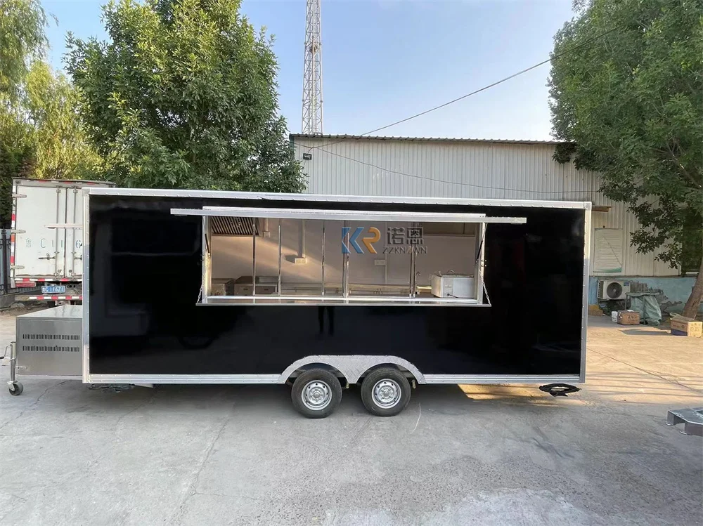 Jalan Mobile truk Makanan Cepat sepenuhnya peralatan dapur kios kopi jalan kereta anjing panas makanan dokumen Trailer dijual