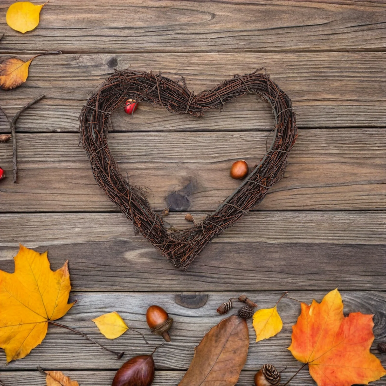 

3pcs Heart Shaped Wreath: Grapevine Rattan Hoop Frame For Diy Flower Craft Wedding Party Decor Hanging Wall Ornament Garden