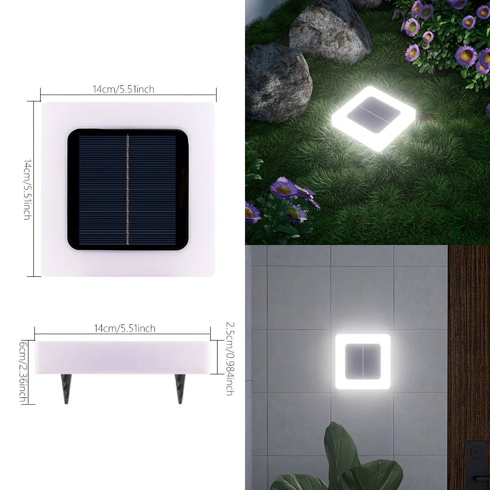 

Square Solar Deck Lights Outdoor Waterproof Solar Step Lights for Garden Steps Yard Fence Patio Pathway Dock Lighting 2 Packs