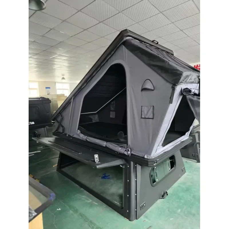 Custom Hard Shell Triangle Aluminum Alloy Roof Top Tent Quick Open Waterproof 2 Person Overland Camping Pickup Truck Tent