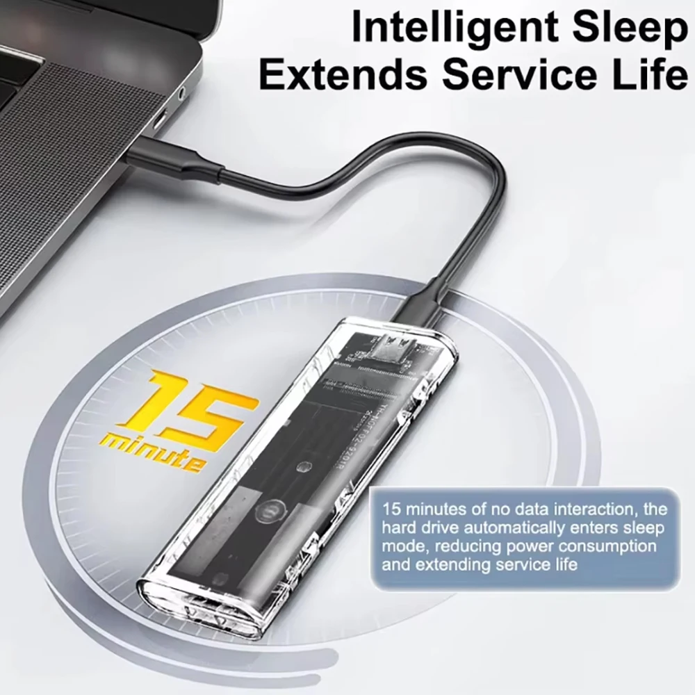 Obudowa KEBIDU M.2 NVME PCIe Protocol NGFF SATA SSD Przezroczysta USB Typ C 5/10Gbps PCI-E M2 SSD Zewnętrzna Obudowa Dysku Twardego — zdjęcie produktu 4