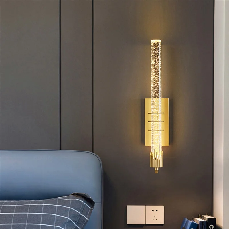 

ABFI Wall Lamps Modern Bubble Crystal Indoor Lighting For Living Room Bedroom Study Background Wall Sconces Light