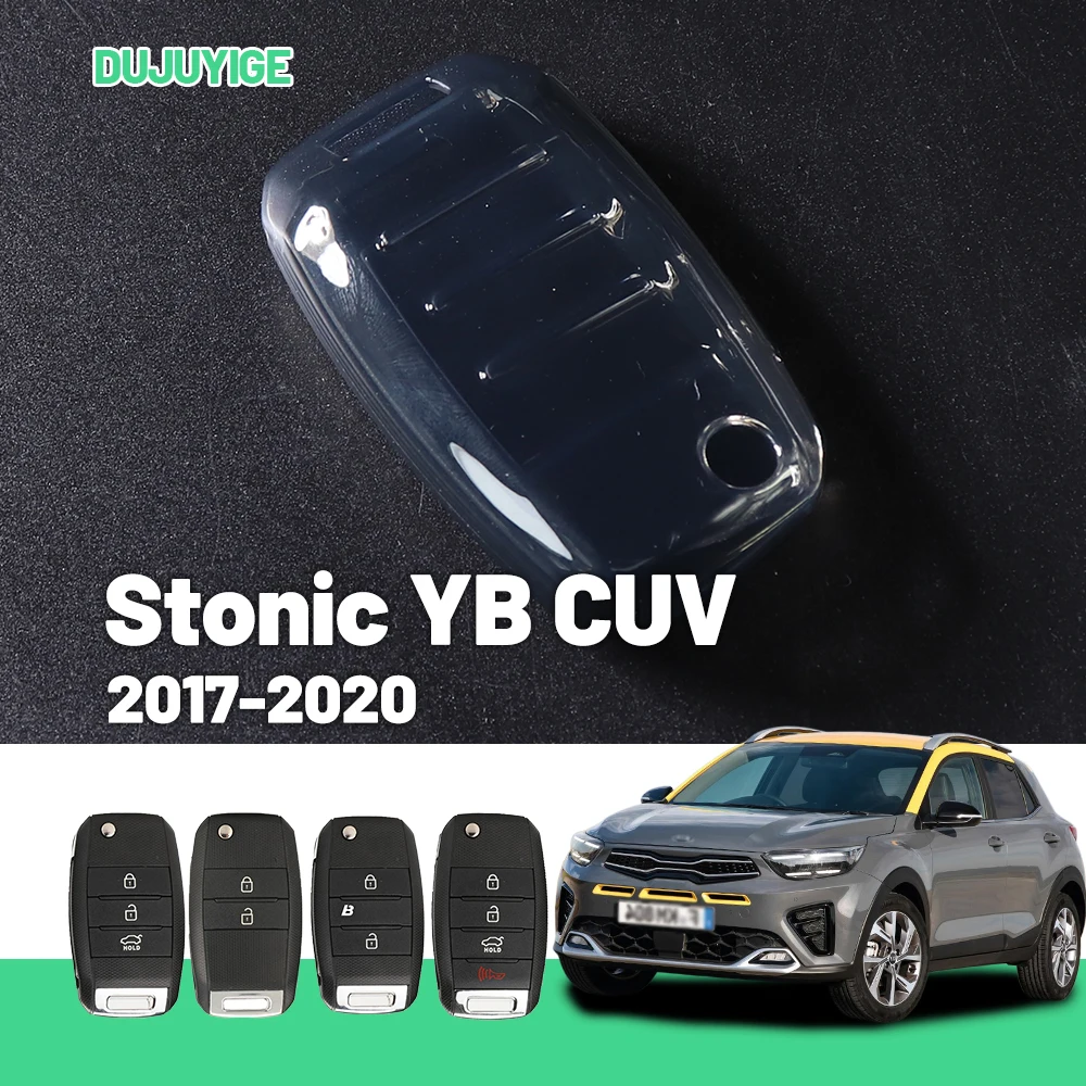 Clear TPU Car Key Case For Kia Stonic YB CUV 2017-2020 Key Fob Cover Protector Shell Auto Accessories 2018 2019