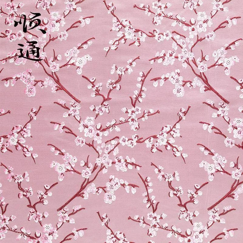 

Chinese Sle Plum Blossom Fabric Children's New Year Performance Embroidered Silk Ribbon Material Home Sponge Pad