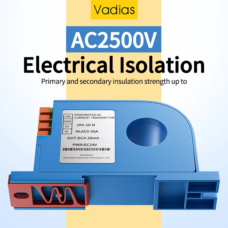 Transmisor de corriente CA/CC 22mm 100A 200A 500A Sensor de corriente Hall 4-20MA 0-5V 0-10V Transductor de corriente RS485