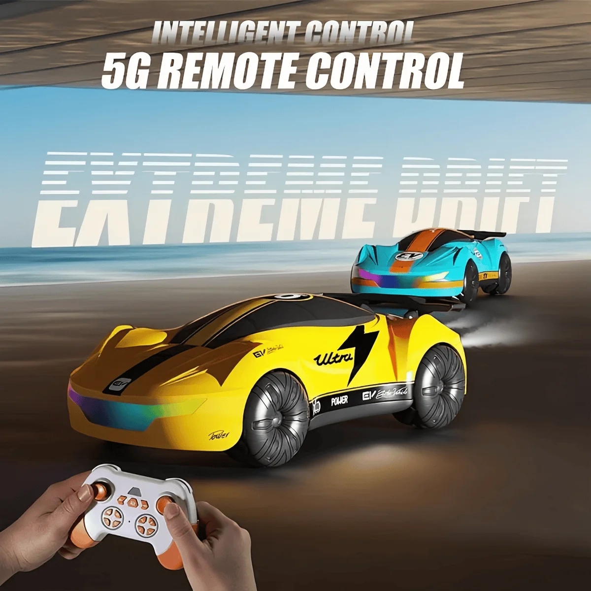 Il giocattolo telecomandato RC Meteor Supercar con luci che scorre a LED con spruzzo di fumo Modalità deriva e funzione acrobatica controllata dai gesti