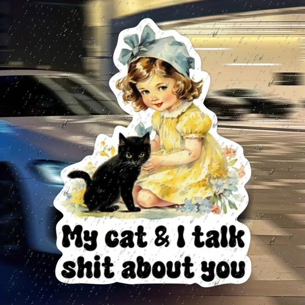 

Забавная виниловая наклейка для любителей кошек «Я говорю о тебе с моим котом» — милая наклейка на автомобиль, ноутбук, окно автомобиля, для декора