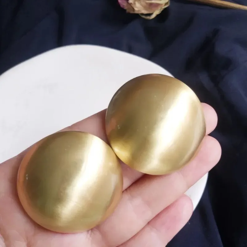 Vintage French Brushed Exaggerated Round Ball Large Earrings Women's Fashion Korean Versatile Drop Earrings Female Jewelry Gifts