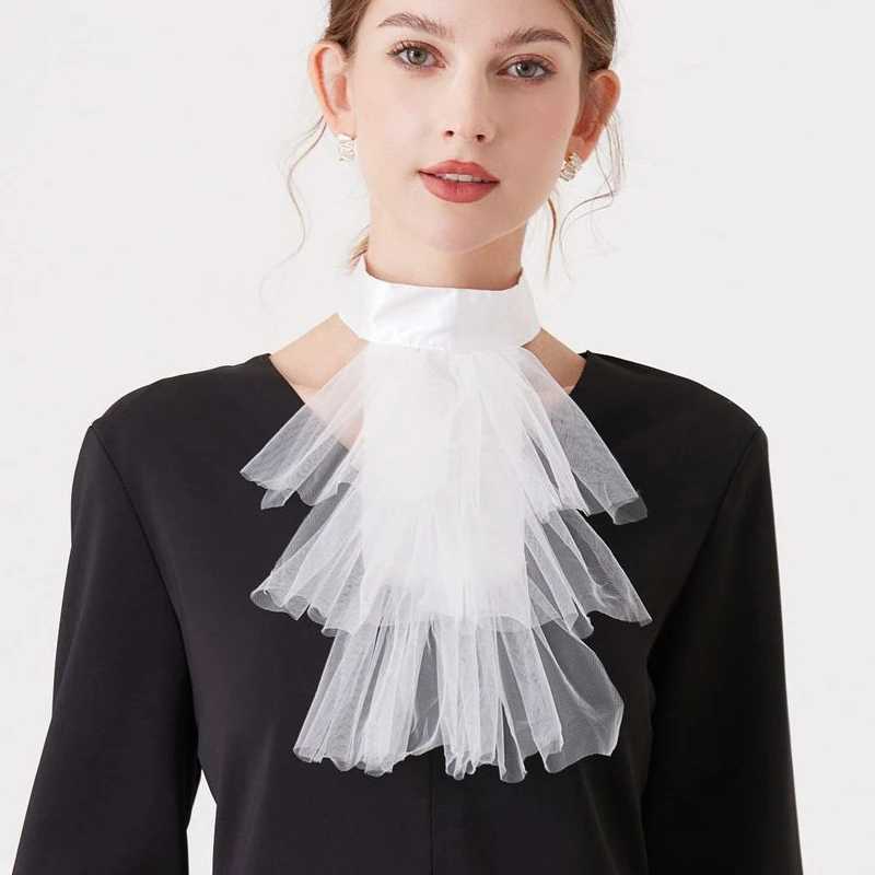 Elegant Multilayer-lace Mesh Detachable False Collar Wedding Dress Decoration Neck Ruffle Collar Cosplay Party Accessories