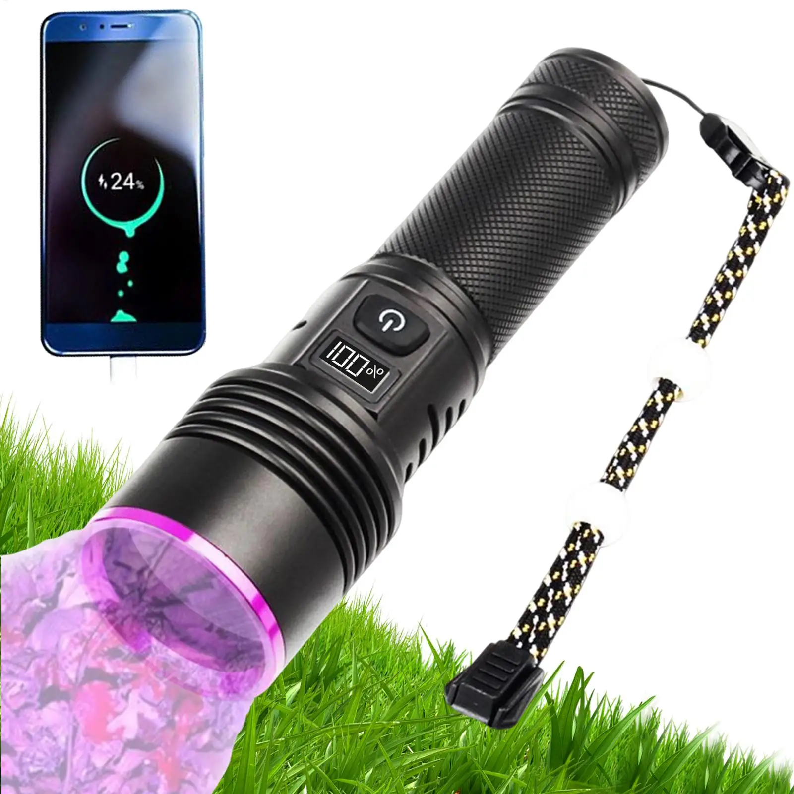 

Blood Tracking Light Rechargeable UV Blood Tracking Flashlight with LCD Display Portable Trail Observation Light for Urine