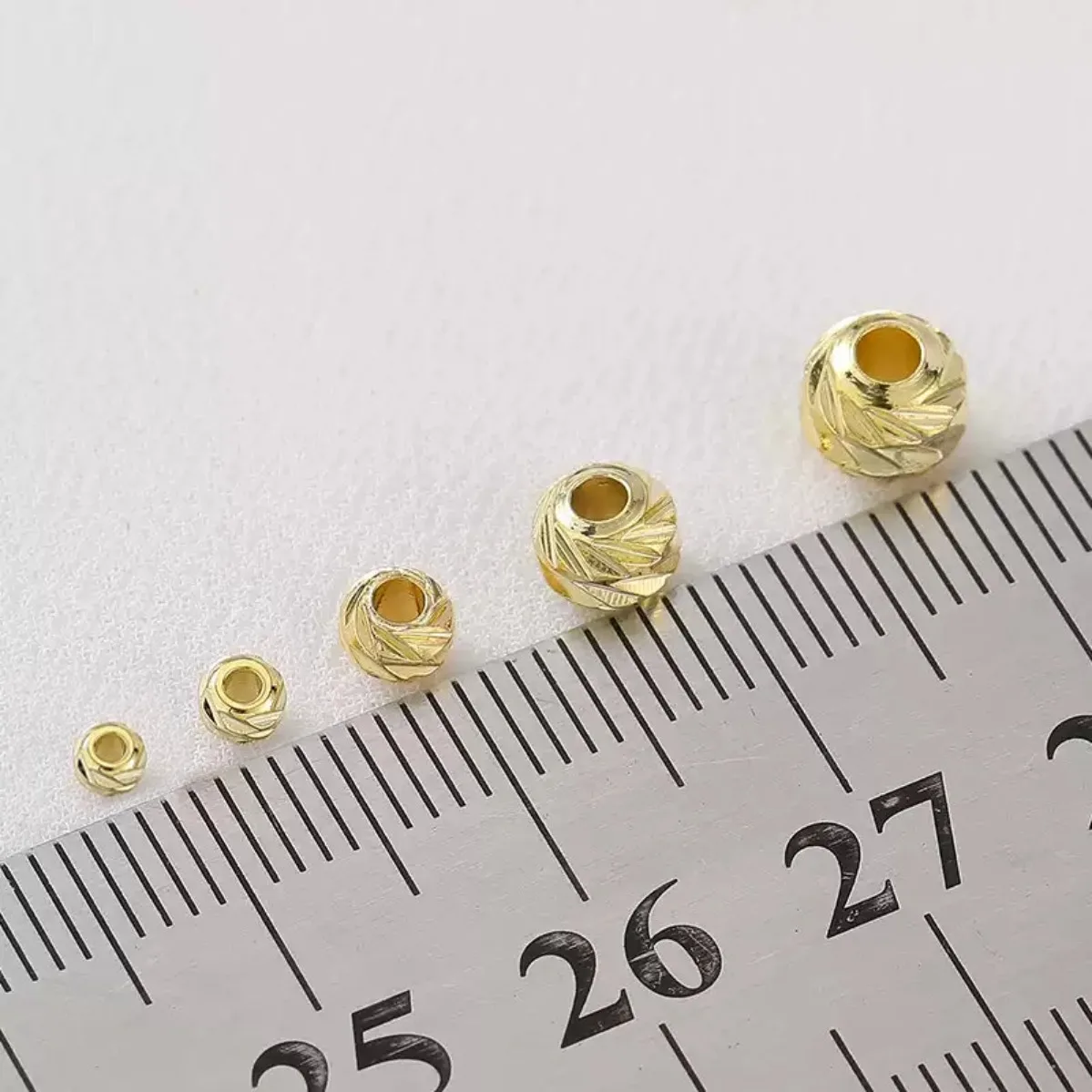 14K Gold Plated Color Retention Horizontal Cut Floral Spacer Loose Beads DIY Bracelet Necklace Jewelry Findings