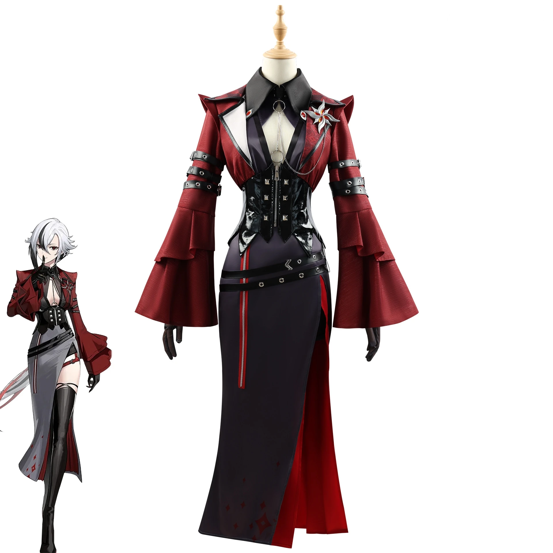 

Knave Arlecchino Concert Fanart Doujin Cosplay Costume Game Genshin Impact Arlecchino Women Sexy Dress Wig Full Set Uniform