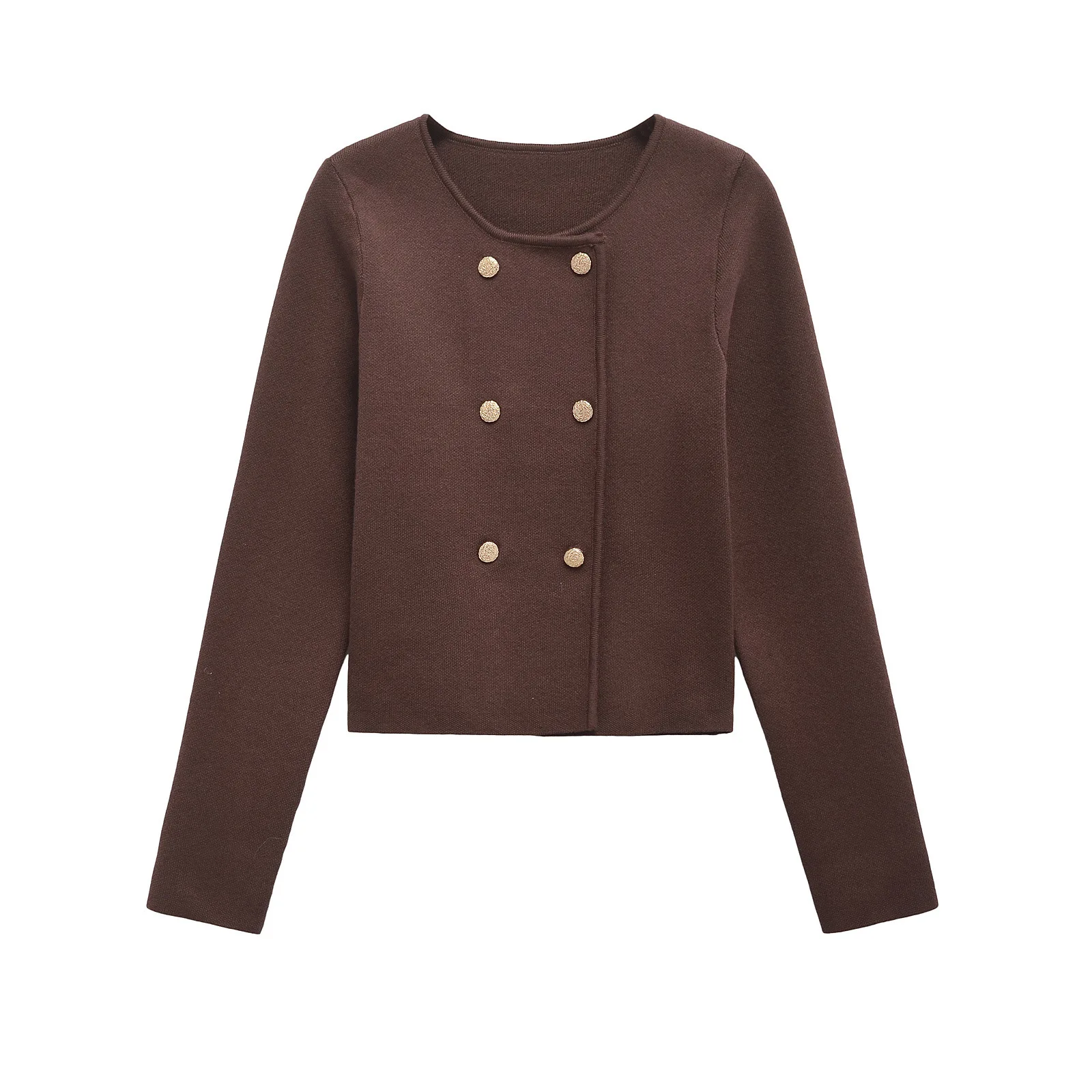 

Autumn New Women Fashion Versatile Double-collar Tops Long-sleeved Female Knitted Cardigan