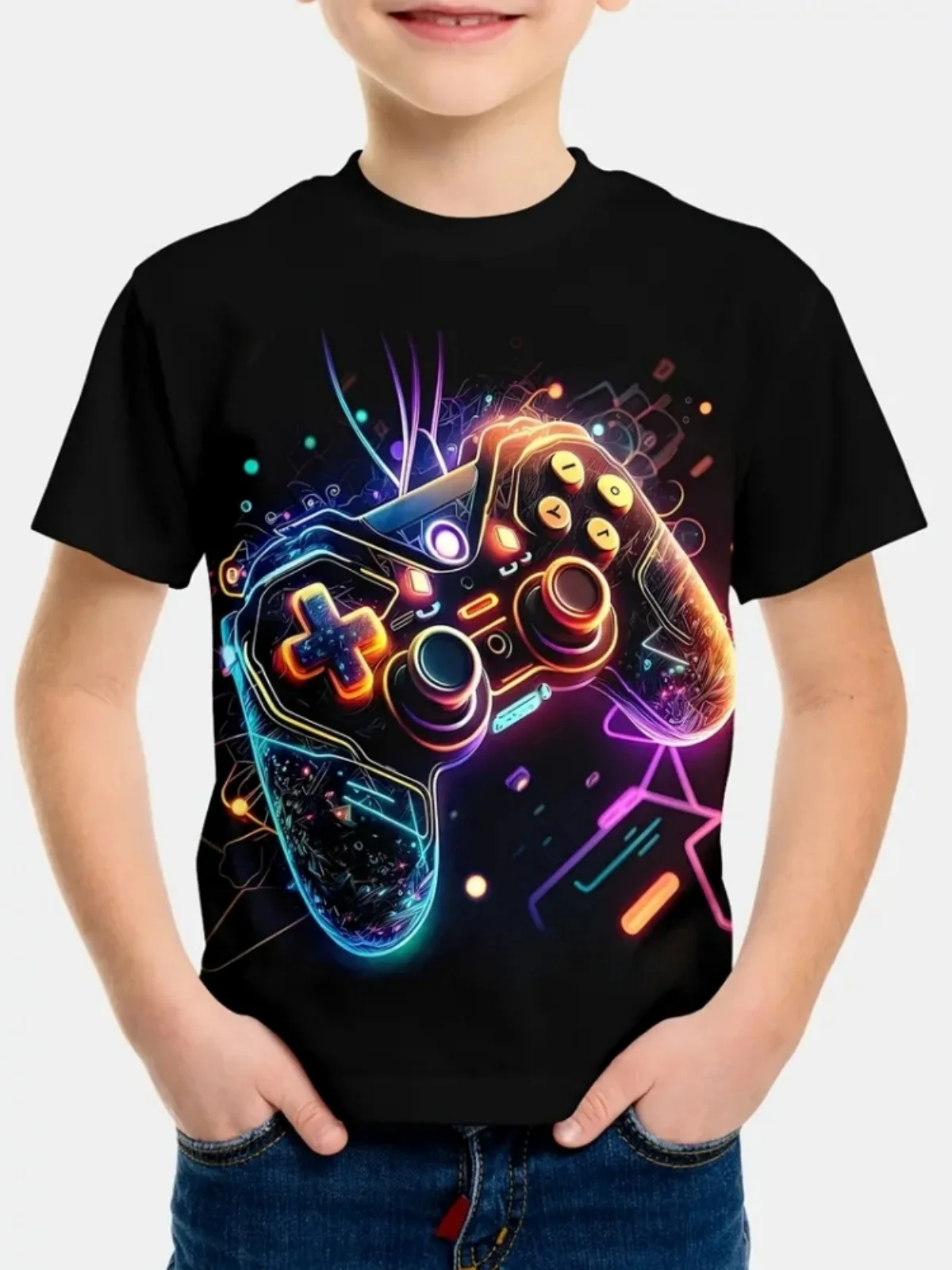 Casual Game Pattern Children's T-Shirt Boy Tops Baby Summer Short Sleeve Clothes Kids 3-12 Years Tees Novelty Children T-Shirt