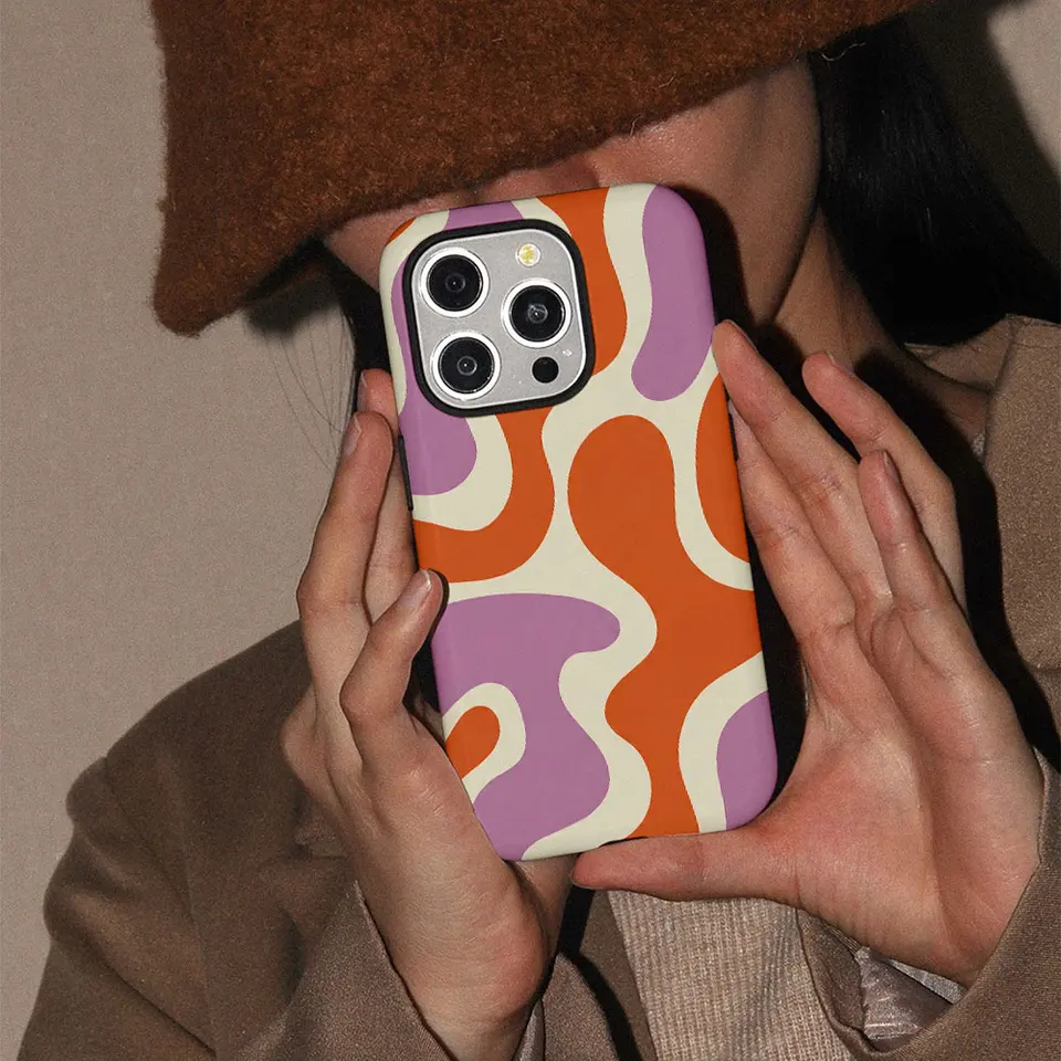 Funda de lujo con patrón de líneas irregulares para iPhone 17, 16e, 15, 14, 13, 12, 11, Air, Pro, Max, Plus, cubierta trasera de doble capa 2