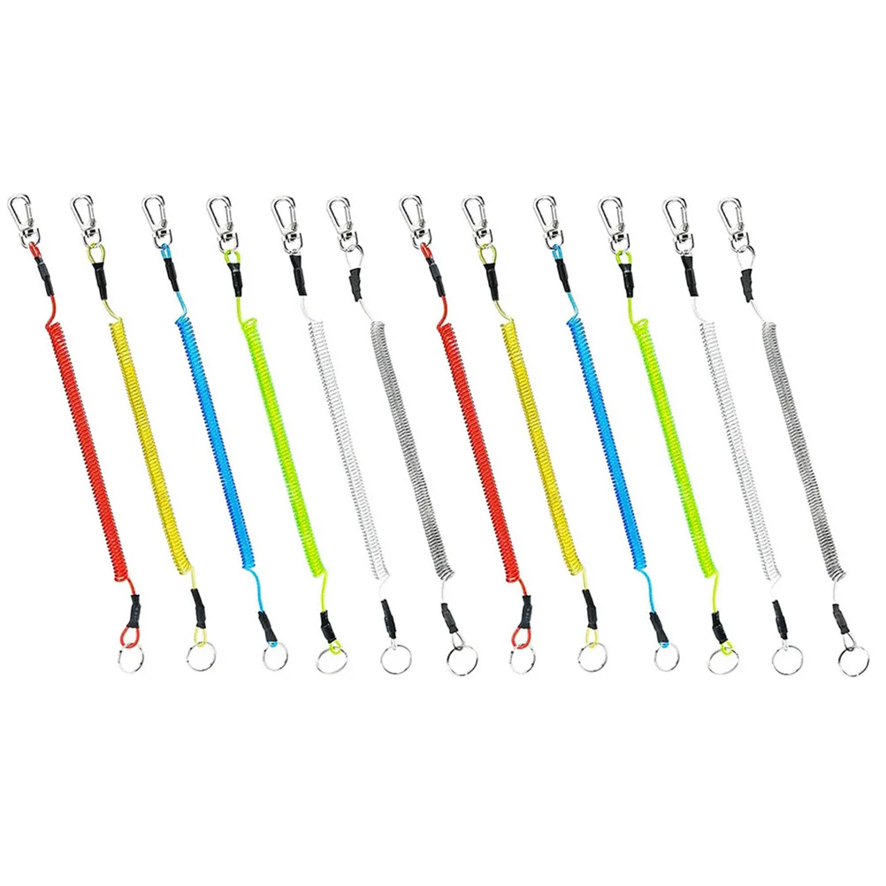 

12 Pcs Fishing Rod Protection Rope Keychains Retractable Elastic Ropes Tether Security Gear Tools