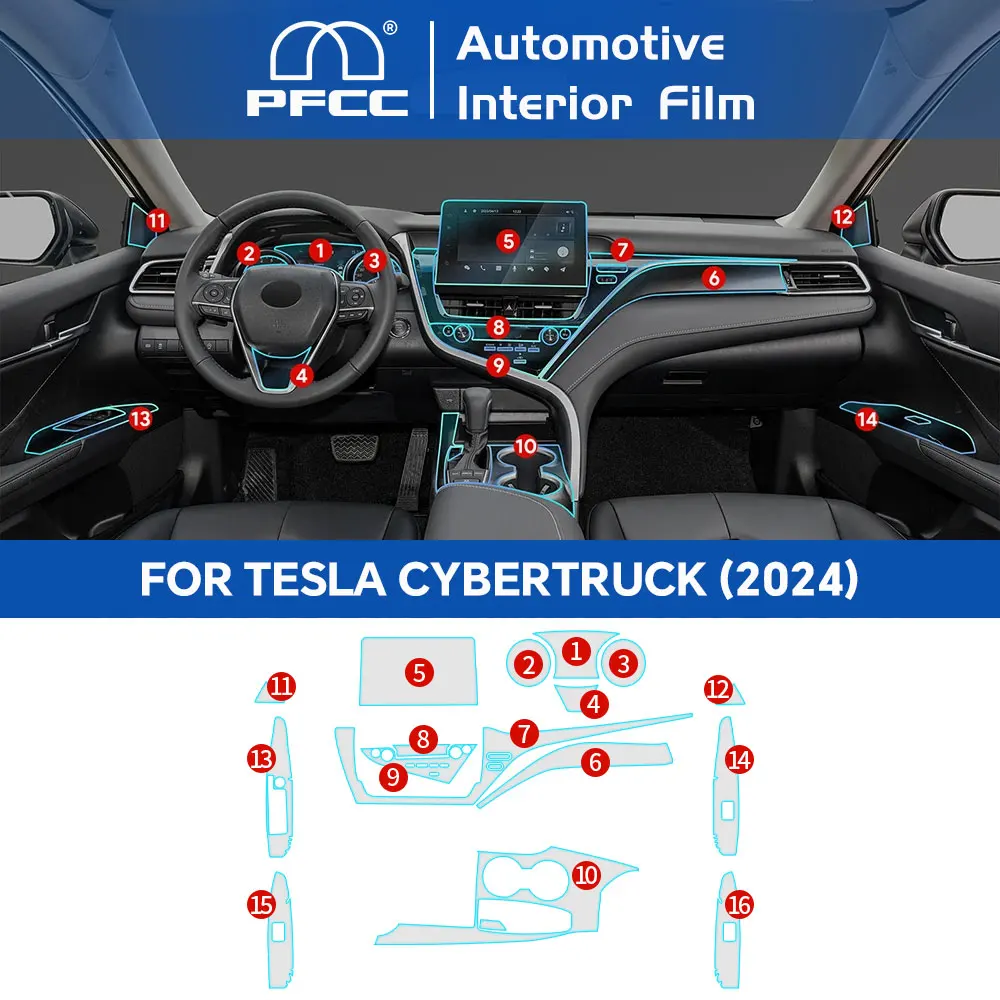 

For Toyota Camry 2021-2023 10.1inch Center Console Gear Navigation Dashboard Door Window Interior Sticker Tpu Clear Film LHD