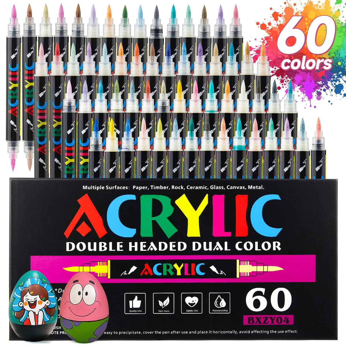 

12/24/36/48/60 упаковок акриловый маркер с двойной головкой, двухцветный маркер, студенческая художественная живопись, акриловая прямая жидкая мягкая головка, 120 цветов