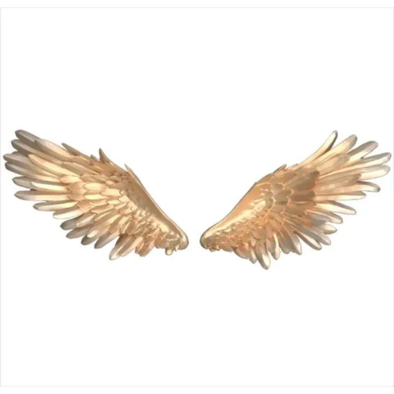 2PCS Resin 3D Feather Wing Wall Sticker Ornaments Home Livingroom Wall Mural Accessories Office Hotel Wall Decoration Pendant