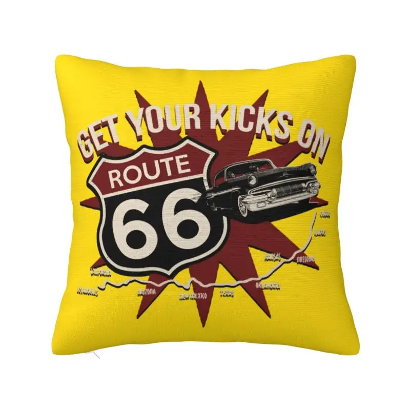 Fashion Americas Highway Route 66 Cushion Covers 50x50cm Soft Pillow Case Sofa Chair Square Pillowcase Home Decorative