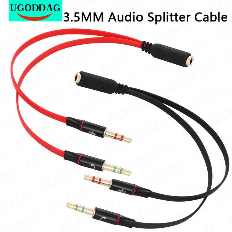 2 in1 3.5mm Stereo Audio męski do 2 kobiece słuchawki mikrofon Y Splitter przewód Audio przewód Adapter Adapter do słuchawek