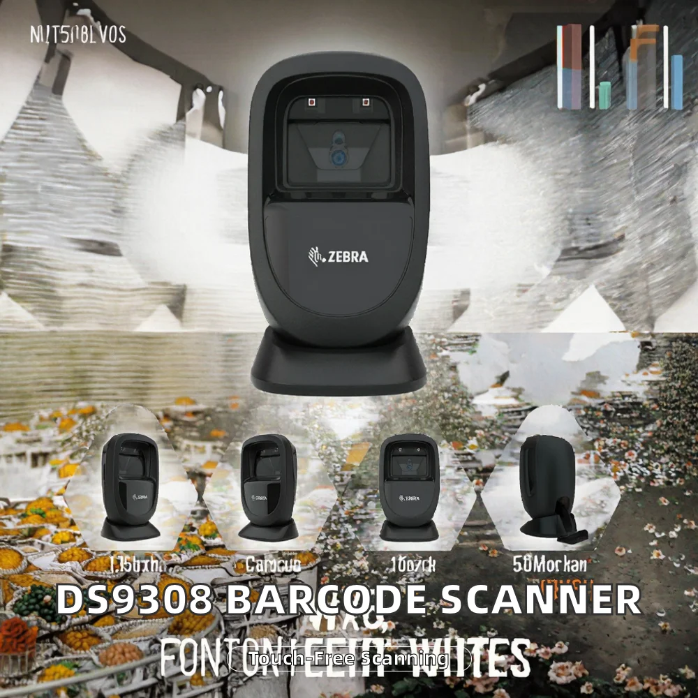 Z-ebra DS9308 Hands-Free Barcode Scanner USB/RS232 DS9308-SR Desktop 1D 2D Scanner for Supermarket in Stock Black