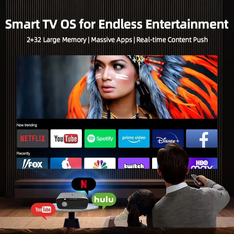 OEM Hot-selling A12AB 4K Projector Smart HD LED 5G WiFi Bluetooth 12000LM HDMI USB Android Home Theater Projector