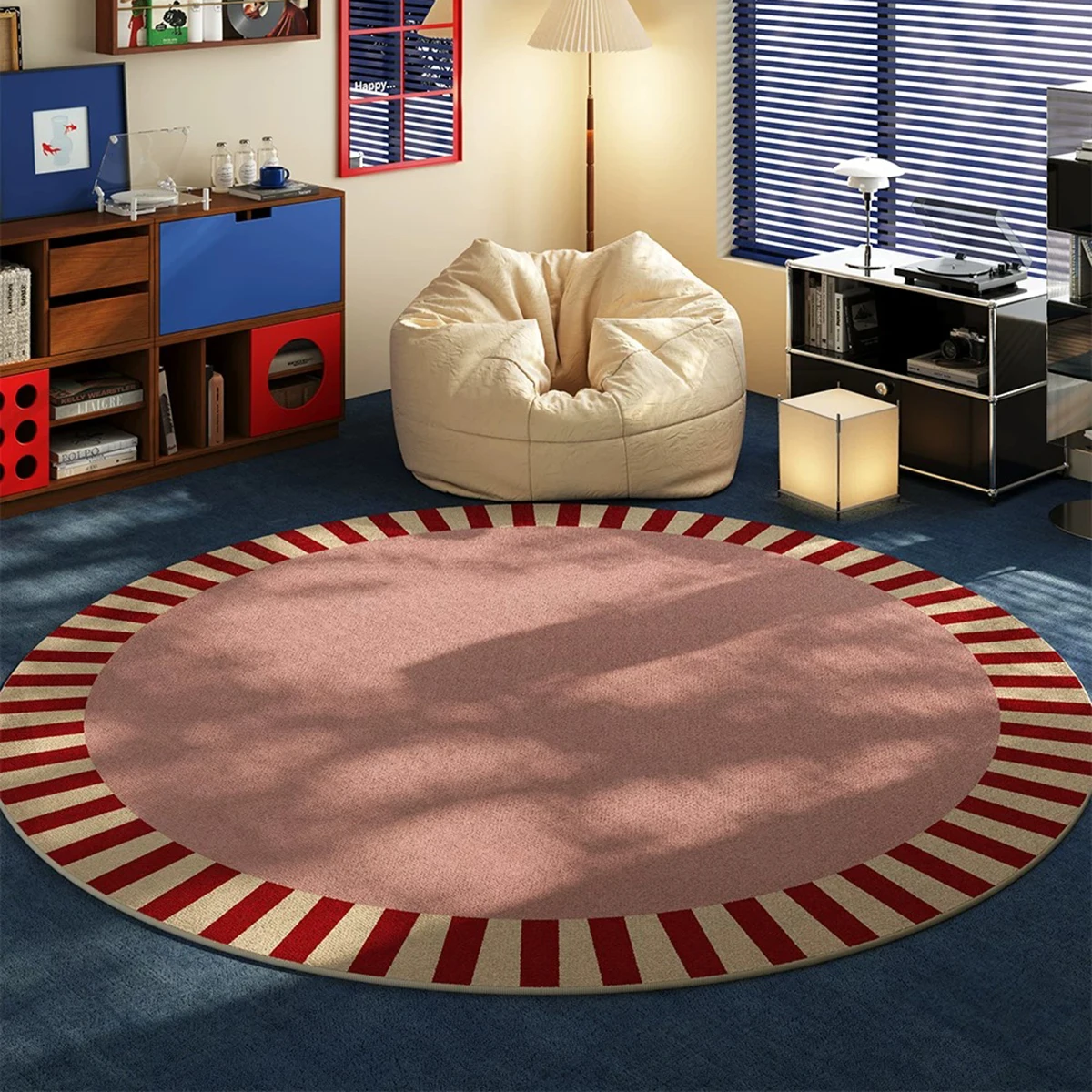Bauhaus Style Round Rug Living Room Carpet Short Plush Soft Study Cloakroom Floor Mat Home Decoration Bedroom Rugs Tapis Rond 러그