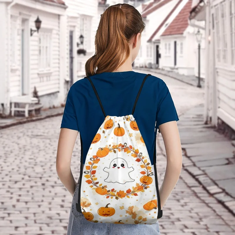 1pc Personalized Halloween Gift Drawstring Backpack,Custom Photo Print Rope Bag,Reusable for Festival Party Gift,3 Size in Stock