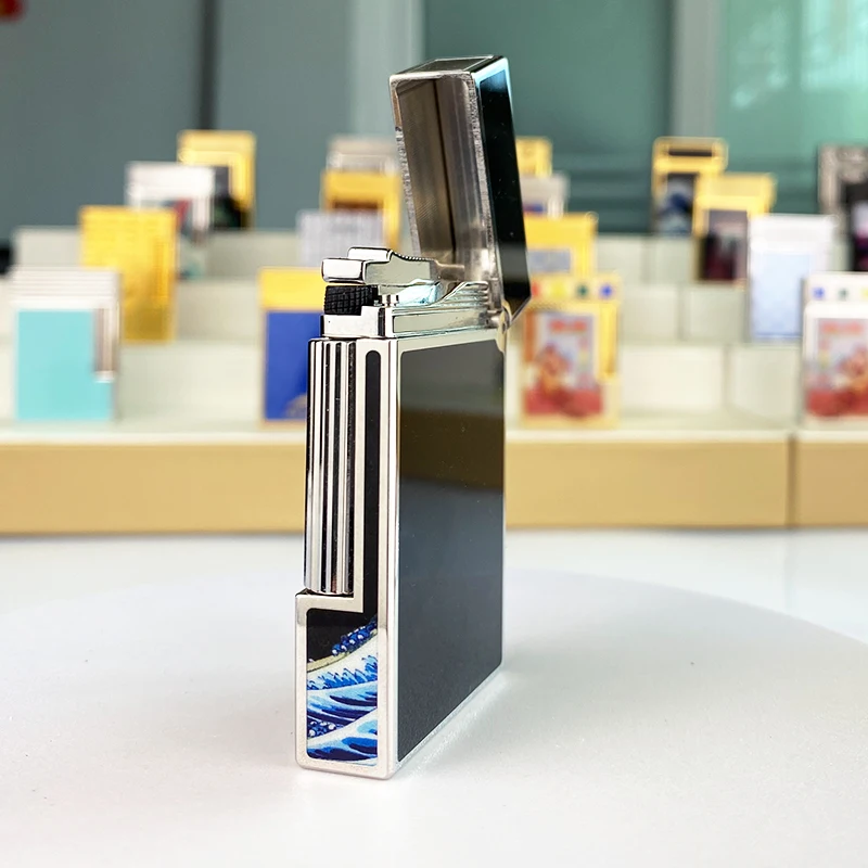 New commemorative edition luxury butane lighter single and double flame flat tone natural paint smoker L2 series 19016