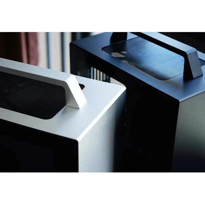 JONSBO T8 PLUS ITX Casing Genggam Portabel Panel Aloi Aluminium Casing Komputer Desktop Mini Transparan Samping