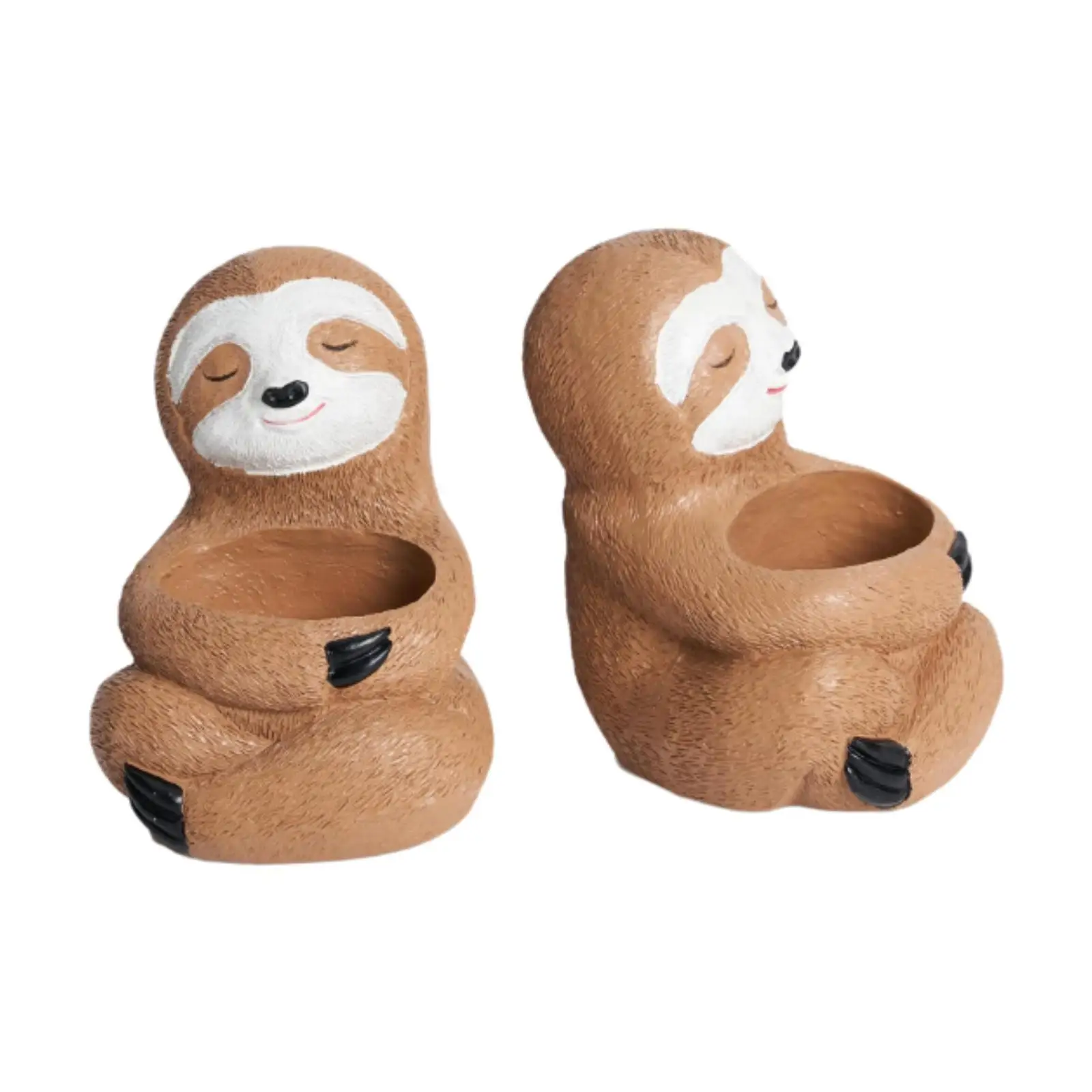 2x Sloth Plant Pots with Drainage Hole,Display Containers Animal Planters Flowerpots for Windowsill Bedroom Farm Home Desk
