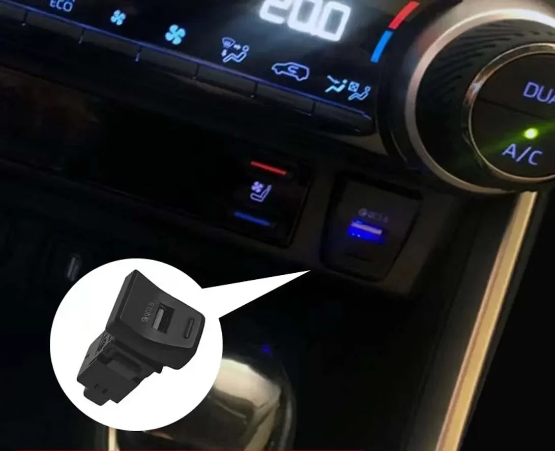 

Автомобильное зарядное устройство с центральным управлением QC3.0 для Toyota RAV4 2019 2020 2021, кнопка с подсветкой, 5-е обновление без потерь, аксессуары
