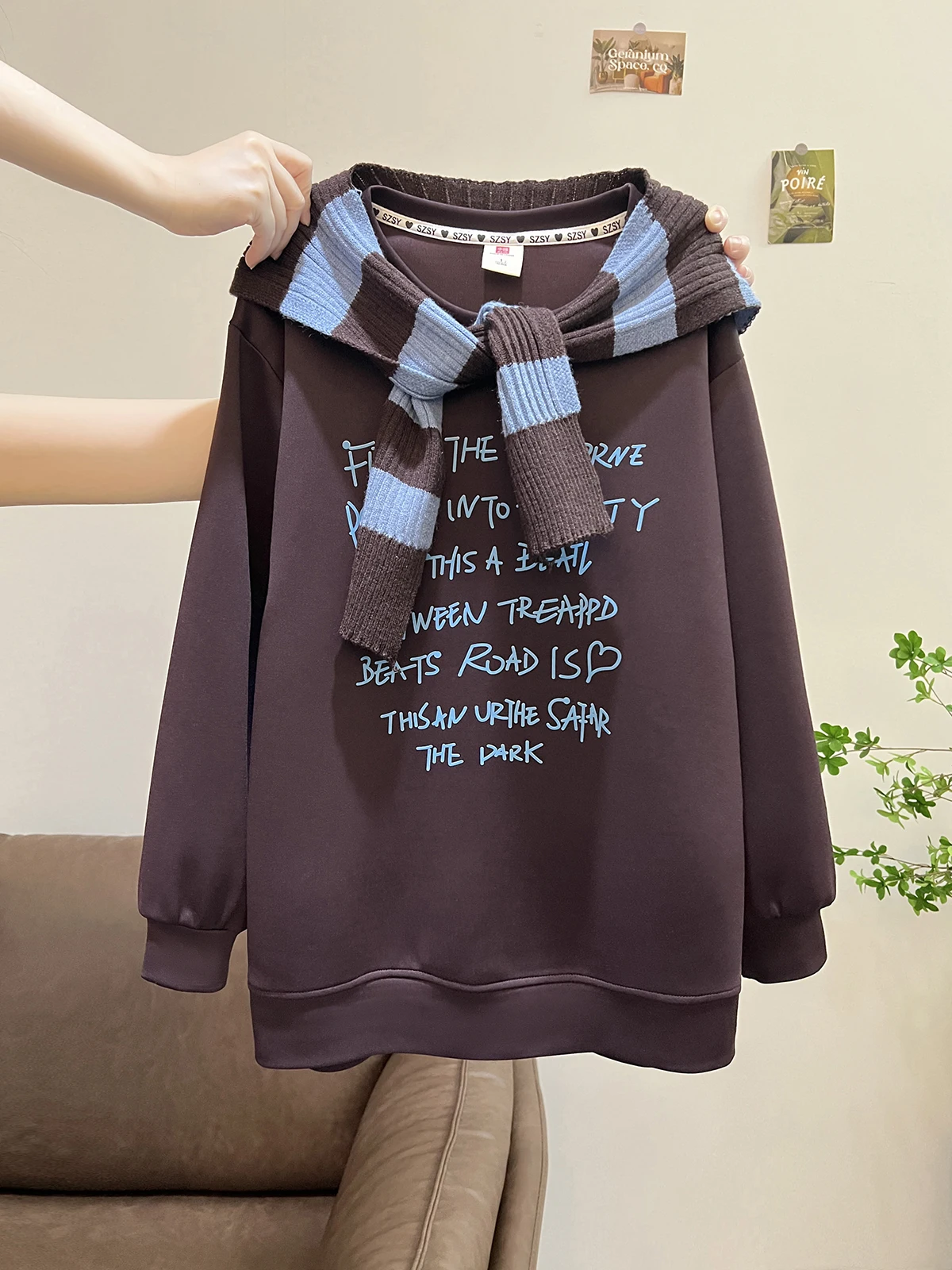 plus Size 300 Pou Striped oulder Hoodie Women's Loose Lazy Sle Top Spring Autumn New Arrival Comfortable Korean Sle