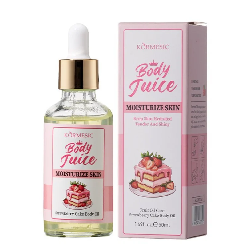 Fruity Strawberry Cake Body Oil 50ml Moisturize Nourish Fresh Sweet Scent Massage Oil Improve Rough Dry Skin Daily Body Care