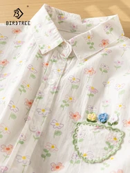 New Spring Cotton Long Sleeve Shirt, Women Lapel Floral Print Top, Mori Girl Loose Sweet Versatile Chic Blouse, 2025 T4D703CC