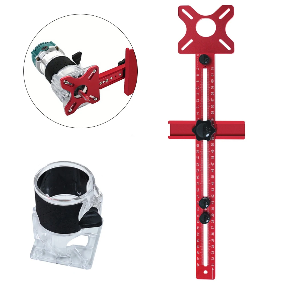 Router Milling Groove Bracket Aluminum Alloy Jig For Woodworking Cabinet Trimmer Base Adjustable For Edge Guide Locator Drilling 3