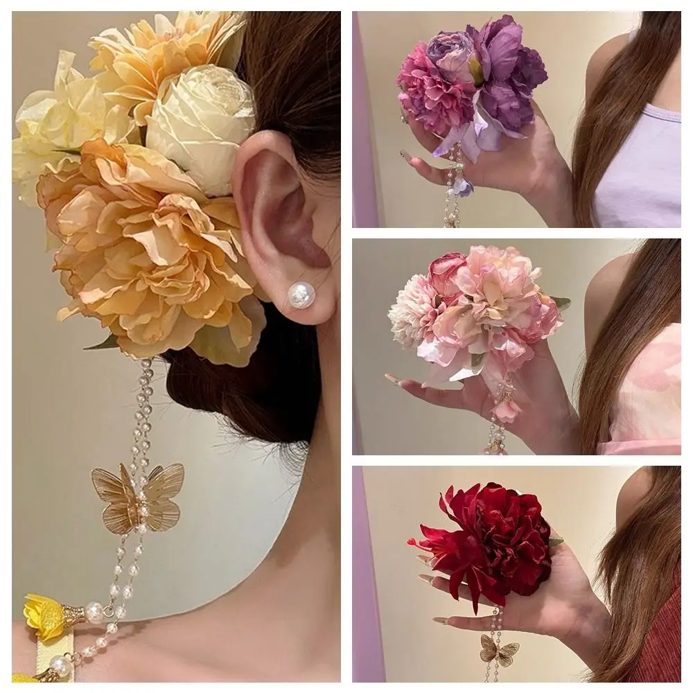 

Tassel Hanfu Hair Accessories Colorful Headdress Chinese Style Hair Clip Headpieces Ancient Style Flower Hairpin