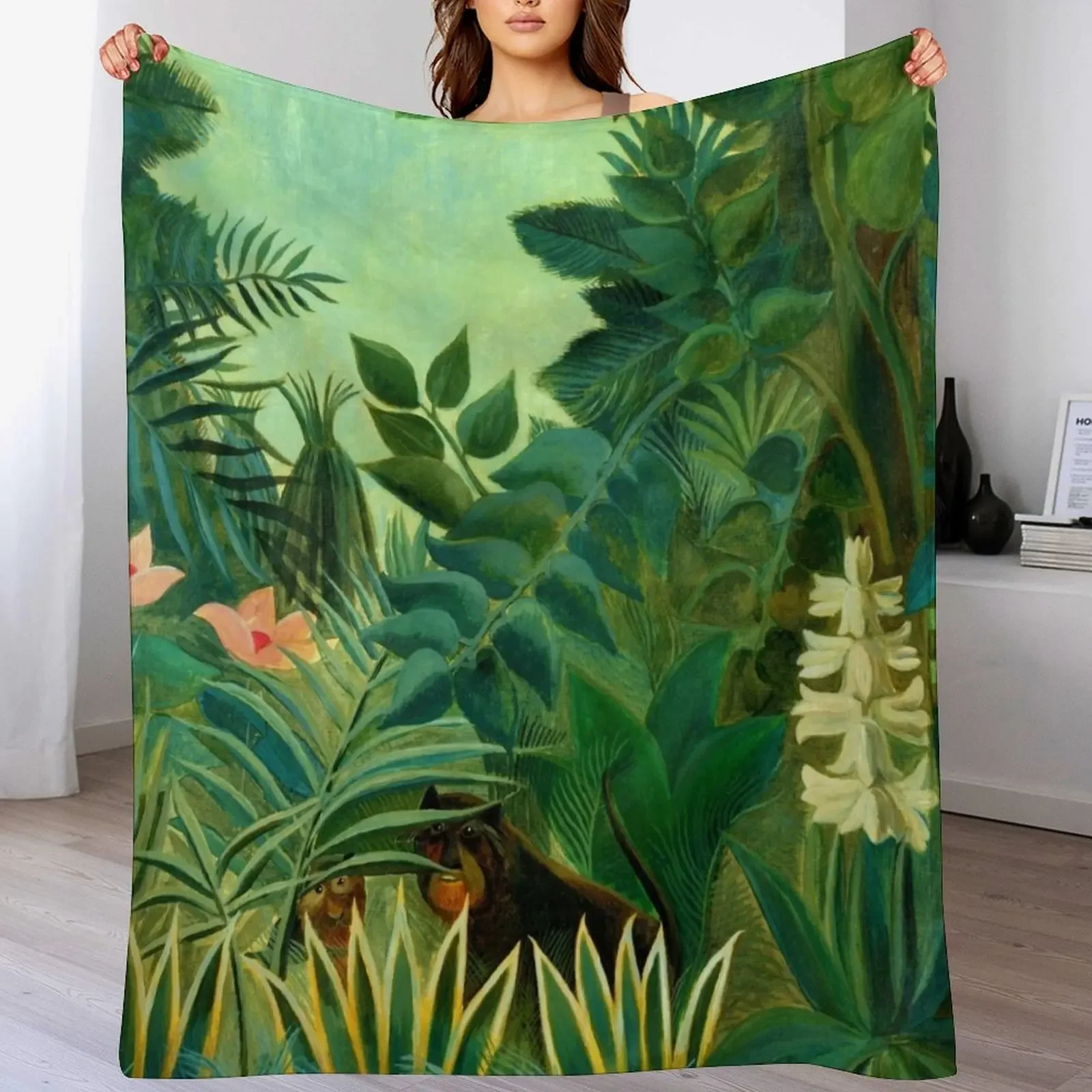 

Henri Rousseau The Equatorial Jungle, 1909 Throw Blanket Comforter Sofa for winter Picnic Blankets